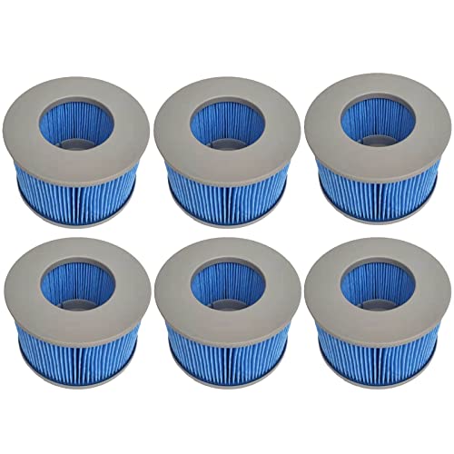 WuYan Ersatzfilter 6 Stück für MSPA FD2089, Filter für Whirlpool, Kartuschenpumpe für heiße U-Boote und Spa,Wasserfilter Modell ab 2020(Verbesserte Version Blau) von WuYan