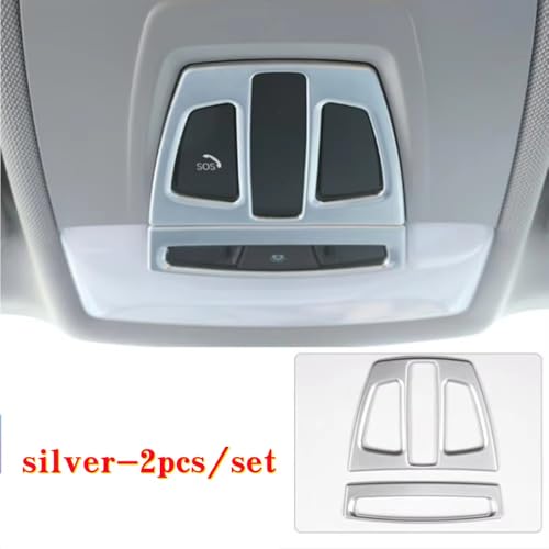 WuYyyyy Aufkleber Für Leselicht-Zierleiste Für BMW X5 F15 2014 2015 2016 2017-2018,Autodach-Leselicht-Bedienfeldrahmenabdeckung Auto Zierleisten.,Silver von WuYyyyy