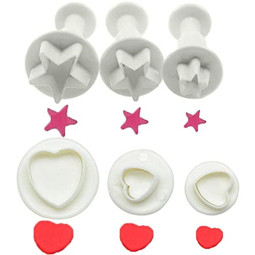 6 Pcs Herz & Stern Fondant Kuchenform, Keksstempel Beeindrucken, Armenkrosselstempel, Geometrieform Diy Cookie Keks -kuchen -dekorationswerkzeuge von Wudaizhi