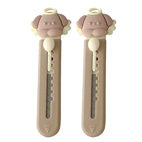 Tragbare Kunstmesser 2pcs Cartoon Animals Box Cutter Mini Retractable Utility Messer Schulbürovorräte von Wudaizhi