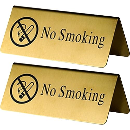 Wudaizhi 2 Pcs Edelstahl Ohne Rauchtisch Schild, Reservierungsbeschilderungsschilder-Warnschild Rauchschild Card Hotel Office Nichtraucher Desk Logo-anzeige von Wudaizhi