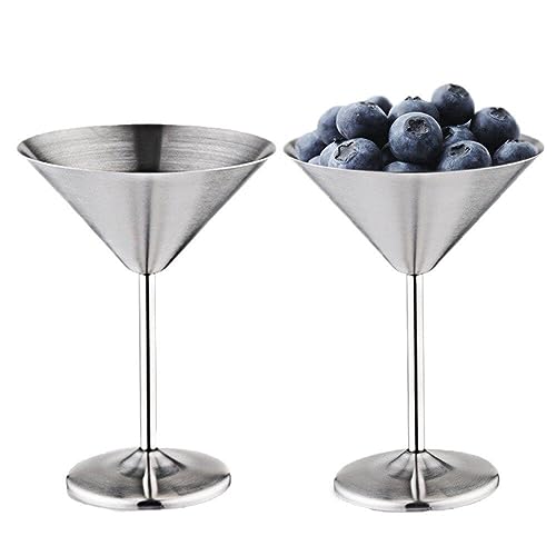 Wudaizhi Edelstahl -cocktailbecher 2pcs Shiny Martini Goblets 200ml Kegelform Metallgussgipfel Für Bar Restauranttischzubehör von Wudaizhi