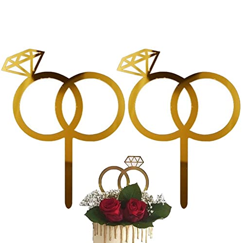 Wudaizhi Hochzeitstorte Toper, 2 Pcs Ring Cake Topper Für Valentinstag Verlobungsbrautdusche Hochzeitsfeier Kuchen Dekor Accessoires von Wudaizhi