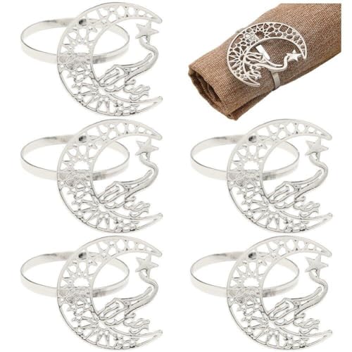 Wudaizhi Legierung Eid Mubarak Serviette Ringe Ramadan Kareem Dekoration 2024 Islamische Muslimische Party Serviette Schnalle Mondstar Serviette Ring von Wudaizhi