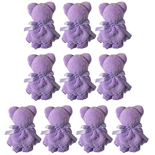 Wudaizhi Mikrofaser Tierhandtücher Set 10 Pcs 30 X 30 cm Niedliche Bärenform Handtuch Weiche Plüsch Schnellrocknen Handtücher Für Küchenbad von Wudaizhi