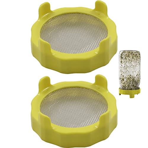 Wudaizhi Sprossen Deckel 2 Pcs Mason Jar Spross Deckel Plastiksprout Deckel Mit Edelstahlbildschirm Für Breite Mund Mason Gläser von Wudaizhi