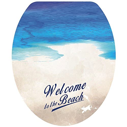 Wudaizhi Toilettenaufkleber Mit Strandmotiven - wasserdichte Badezimmerdekoration Für Toilettensitzabdeckung Und Deckel, DIY -wandwandkunst von Wudaizhi