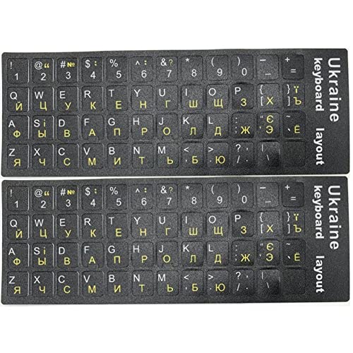 Wudaizhi Ukrainische Tastaturaufkleber 2pcs Ersatz Nicht Transparent Schwarz Buchstaben Alphabet-Aufkleber Für Jeden Tastatur-Laptop-Desktop-pc Geeignet von Wudaizhi