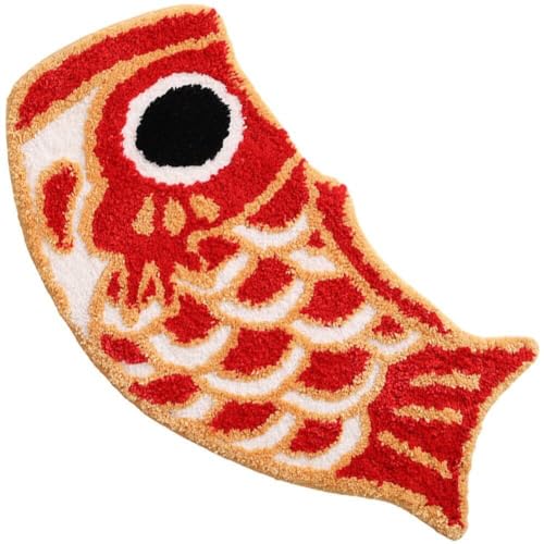 Wudaizhi Willkommen Fußmatten Japanischer Stil Red Carp Tuftted Teppich Wohnzimmer Eingang Flur Nicht Rutscher Badezimmer Bodenmatten Fisch Teppich von Wudaizhi