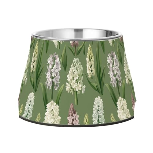 Ästhetische Hyazinthen Grüne Haustiere Futternapf Erhöhter Edelstahl Katzen Futternapf für kleine Hunde Komfort Fütterung von Wudan