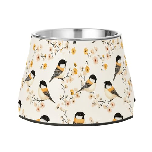 Ästhetischer Futternapf mit schwarzer Kappe, Motiv: Küken und Vögel, rutschfest, Edelstahl, Metall, Haustiernäpfe für kleine Hunde, Schnurrhaarfreundlich Ästhetischer Futternapf mit schwarzer Kappe, Motiv: Küken und Vögel, rutschfest, Edelstahl, Metall, Haustiernäpfe für kleine Hunde, Schnurrhaarfreundlich von Wudan