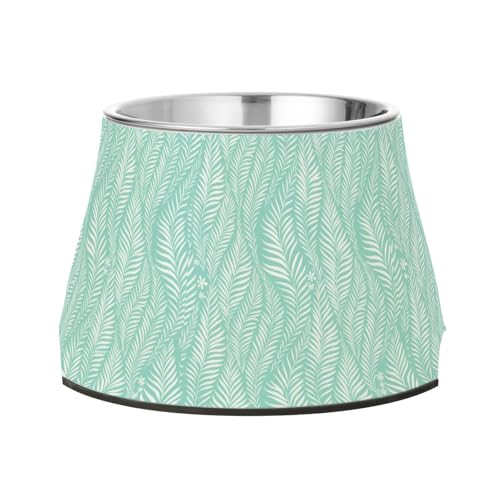 Abstrakte Blätter Grünes Futter Hundenapf Erhöhter Edelstahl Katzen Futternapf für Hunde Katzen Kaninchen Vögel Komfort Fütterung von Wudan