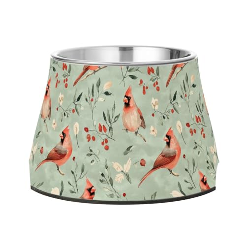 Aesthetic Northern Red Birds Erhöhte Futternäpfe für Haustiere, Salbeigrün, erhöhter Futternapf aus Edelstahl, für langsames Füttern, Katzen mit Schnurrhaar, Linderung Aesthetic Northern Red Birds Erhöhte Futternäpfe für Haustiere, Salbeigrün, erhöhter Futternapf aus Edelstahl, für langsames Füttern, Katzen mit Schnurrhaar, Linderung von Wudan