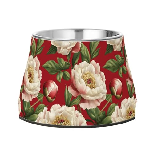 Aesthetic Peonies Red Dogs Futternapf für kleine Haustiere, verbesserter Edelstahl-Futternapf für kleine Haustiere, Rot Aesthetic Peonies Red Dogs Futternapf für kleine Haustiere, verbesserter Edelstahl-Futternapf für kleine Haustiere, Rot von Wudan