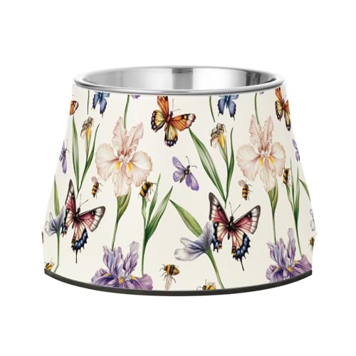 Art Iris White Dogs Futternapf mit Ständer, Edelstahl, Futternapf für langsames Füttern, Katzen, bequemes Füttern von Wudan