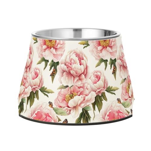Art Peonies Futternäpfe für Haustiere, rutschfest, Edelstahl, Katzennäpfe für liebende Haustiere, bequeme Fütterung Art Peonies Futternäpfe für Haustiere, rutschfest, Edelstahl, Katzennäpfe für liebende Haustiere, bequeme Fütterung von Wudan