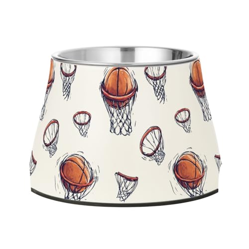 Basketball Weiße Hunde Wassernapf mit Ständer Edelstahl Katzen Futternäpfe für kleine Haustiere Schnurrhaare Entlastung von Wudan