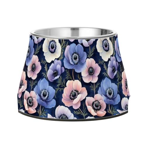 Beauty Anemone Futternapf für Hunde, mit Ständer, Edelstahl, für langsames Fressen, Marineblau von Wudan