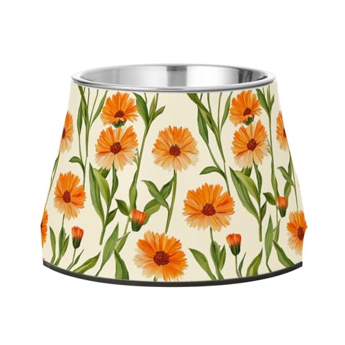 Beauty Calendula Futternapf, erhöhter Futternapf, Edelstahl, für Hunde, Katzen, Kaninchen, Vögel, Schnurrhaar, Weiß von Wudan