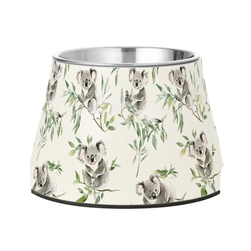 Beauty Koala Futternapf für Hunde, erhöhter Edelstahl-Futterspender für mittelgroße Hunde, Schnurrhaarfreundlich, Weiß von Wudan