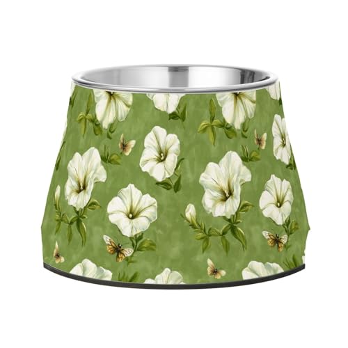 Beauty Petunia Green Feeder Hundenäpfe, verbesserter Edelstahl, Haustiernapf für kleine Haustiere von Wudan