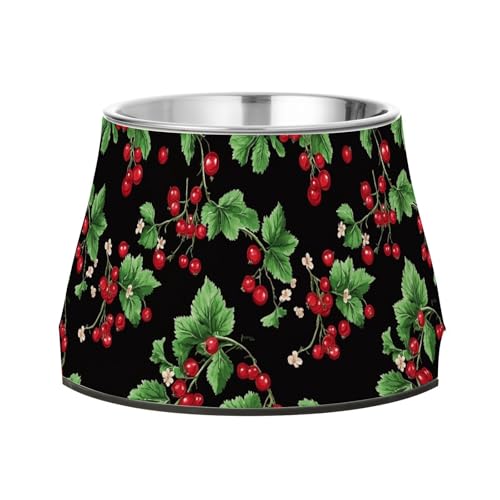 Beauty Red Johannisbeere Fruit Black Dogs Wassernapf, verbesserter Edelstahl-Katzen-Grundnapf für kleine Hunde, Schnurrhaarfreundlich Beauty Red Johannisbeere Fruit Black Dogs Wassernapf, verbesserter Edelstahl-Katzen-Grundnapf für kleine Hunde, Schnurrhaarfreundlich von Wudan