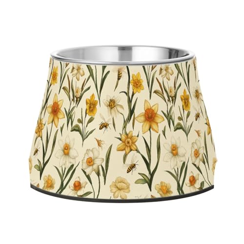 Blumen Narzissen Bienen Beige Erhöhte Haustiere Wassernapf Erhöhte Edelstahl Katzen Basic Schalen für langsames Füttern Hunde Schnurrhaare Relief Blumen Narzissen Bienen Beige Erhöhte Haustiere Wassernapf Erhöhte Edelstahl Katzen Basic Schalen für langsames Füttern Hunde Schnurrhaare Relief von Wudan