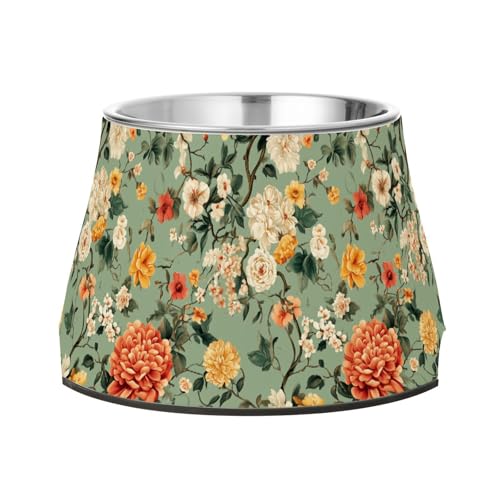 Blumen Orchidee Pfingstrose Dahlie Salbeigrün Hunde Futternapf mit Ständer Edelstahl Katzenfutter Schalen für mittelgroße Hunde Komfort Fütterung Blumen Orchidee Pfingstrose Dahlie Salbeigrün Hunde Futternapf mit Ständer Edelstahl Katzenfutter Schalen für mittelgroße Hunde Komfort Fütterung von Wudan