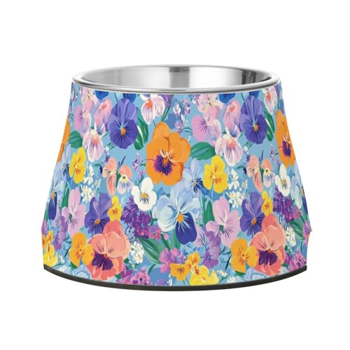 Blumen Orchidee Stiefmütterchen Hyazinthen Blau Haustiere Futternapf Erhöhter Edelstahl Katze Futternäpfe für Hunde Katzen Kaninchen Vögel Schnurrhaare freundlich von Wudan