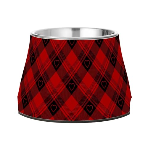 Buffalo Futternäpfe für Hunde, kariert, mit roten und schwarzen Herzen, rutschfest, Edelstahl, Katzen-Futternäpfe für langsames Füttern, für Katzen, Schnurrhaare Buffalo Futternäpfe für Hunde, kariert, mit roten und schwarzen Herzen, rutschfest, Edelstahl, Katzen-Futternäpfe für langsames Füttern, für Katzen, Schnurrhaare von Wudan