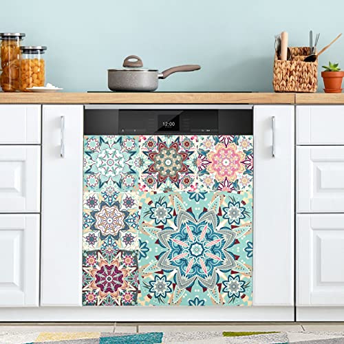 Bunte Muster orientalischer Stil Geschirrspüler Magnet Abdeckung Kühlschrank Panel Aufkleber Deko für Schrank Küche Waschküche Geschenk 68 x 66 cm von Wudan