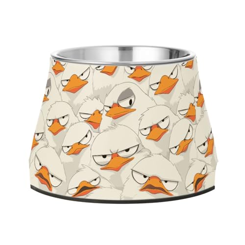 Cartoon Albatross White Dogs Futternapf aus Edelstahl, Katzenfutter für mittelgroße Hunde, langsames Fressen von Wudan