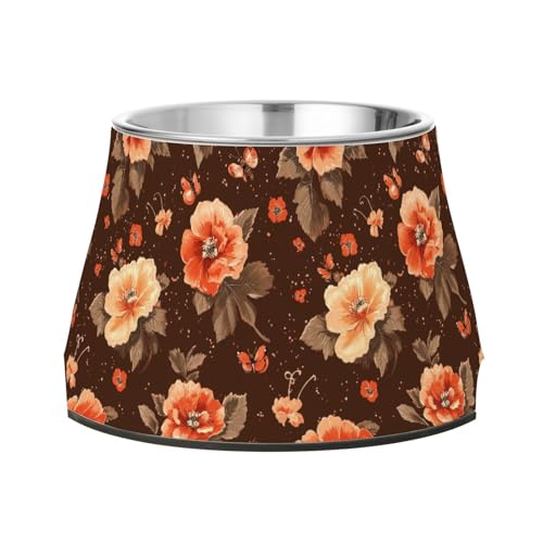 Cartoon Begonia Brown Feeder Dogs Bowls with Stand Stainless Steel Pets Feeding Bowl for Small Pet Whisker Relief von Wudan