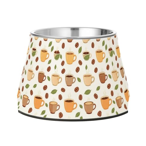 Cartoon Coffee Elements Weiße Haustiere Futternapf mit Ständer Edelstahl Erhöhte Katzennäpfe für langsames Füttern Katzen Schnurrhaare Relief Cartoon Coffee Elements Weiße Haustiere Futternapf mit Ständer Edelstahl Erhöhte Katzennäpfe für langsames Füttern Katzen Schnurrhaare Relief von Wudan