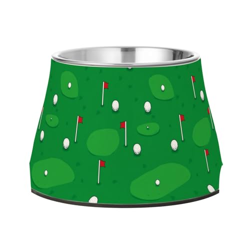 Cartoon Golf Grüner Napf für Haustiere mit Ständer Edelstahl Metall Haustiere Schalen für langsames Füttern Katzen Komfort Fütterung von Wudan