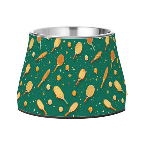 Cartoon Pickleball Green Dogs Wassernapf, verbesserter Edelstahl-Wassernapf für kleine Hunde, langsames Fressen von Wudan