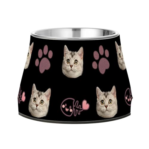 Cat Fish Custom Bowls for Dogs Elevated Stainless Steel Cats Basic Bowls for Small Dogs Slow Down Eating Black von Wudan