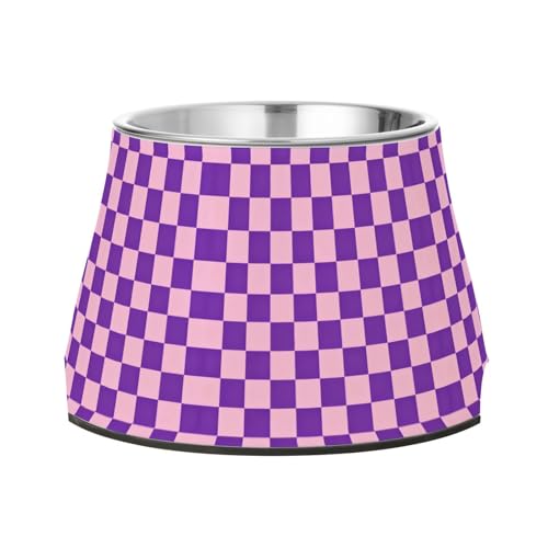 Checkboard Futternapf für Hunde, erhöhter Edelstahl-Futternapf für langsames Füttern, langsames Fressen, Violett / Rosa Checkboard Futternapf für Hunde, erhöhter Edelstahl-Futternapf für langsames Füttern, langsames Fressen, Violett / Rosa von Wudan