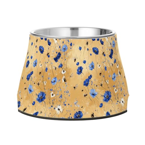 Chic Cornflower Gold Erhöhte Futternäpfe für Haustiere mit Ständer Edelstahl Katzen Basic Schalen für langsames Füttern von Hunden Schnurrhaare Linderung Chic Cornflower Gold Erhöhte Futternäpfe für Haustiere mit Ständer Edelstahl Katzen Basic Schalen für langsames Füttern von Hunden Schnurrhaare Linderung von Wudan