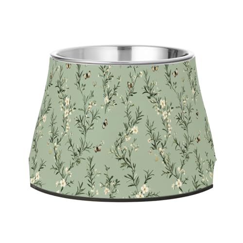 Chic Rosmarin Salbeigrün Schalen für Hunde, erhöhter Edelstahl-Wassernapf für langsames Füttern, Katzen, bequemes Füttern Chic Rosmarin Salbeigrün Schalen für Hunde, erhöhter Edelstahl-Wassernapf für langsames Füttern, Katzen, bequemes Füttern von Wudan