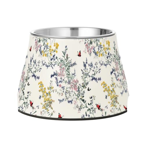 Chic Thymianblüten Futternapf für Hunde, rutschfest, Edelstahl, für kleine Haustiere geeignet, Weiß Chic Thymianblüten Futternapf für Hunde, rutschfest, Edelstahl, für kleine Haustiere geeignet, Weiß von Wudan