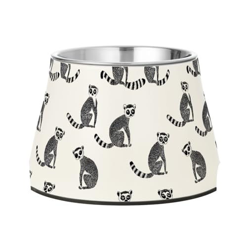 Cute Lemur White Feed Dog Bowl Enhanced Stainless Steel Cats Food Bowl for Dogs Cats Rabbits Birds Whisker Friendly von Wudan