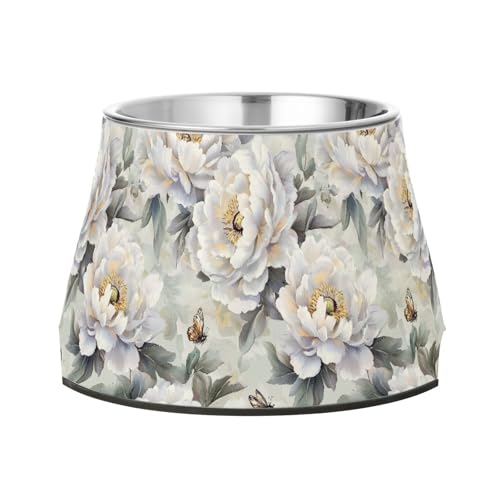 Cute Peonies Silver Feed Dog Bowl with Stand Stainless Steel Pets Feeding Bowl for Dogs Cats Rabbits Birds Slow Down Eating Cute Peonies Silver Feed Dog Bowl with Stand Stainless Steel Pets Feeding Bowl for Dogs Cats Rabbits Birds Slow Down Eating von Wudan