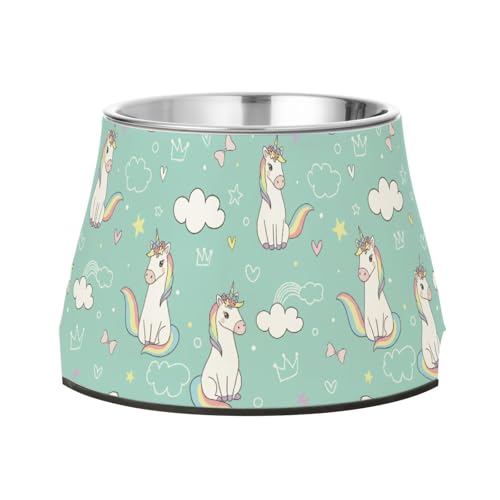 Einhörner Grüner Napf für Haustiere mit Ständer Edelstahl Haustiere Wasserschalen für langsames Füttern Katzen verlangsamen Fressen von Wudan