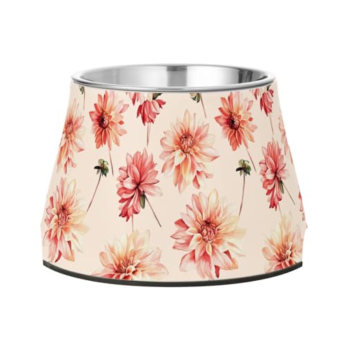 Einzigartiger Dahlia Blush Futternapf für Hunde, erhöhter Edelstahl-Katzen-Futternapf für kleine Haustiere, Schnurrhaare Einzigartiger Dahlia Blush Futternapf für Hunde, erhöhter Edelstahl-Katzen-Futternapf für kleine Haustiere, Schnurrhaare von Wudan