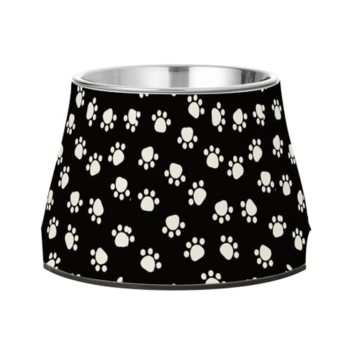 Footprints Futternäpfe für Haustiere, erhöhter Futternapf mit Ständer, Edelstahl, Katzenfutter, für die Ermüdung von Haustieren, Schnurrhaar, Schwarz / Weiß Footprints Futternäpfe für Haustiere, erhöhter Futternapf mit Ständer, Edelstahl, Katzenfutter, für die Ermüdung von Haustieren, Schnurrhaar, Schwarz / Weiß von Wudan