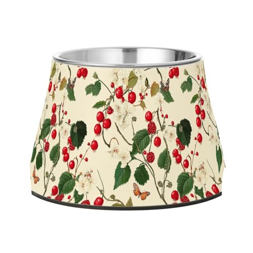 Fresh Highbush Cranberry Fruit Beige Feeder Dogs Bowls with Stand Stainless Steel Feeder Pets Bowl for Slow Feed Cats Whisker Friendly Fresh Highbush Cranberry Fruit Beige Feeder Dogs Bowls with Stand Stainless Steel Feeder Pets Bowl for Slow Feed Cats Whisker Friendly von Wudan