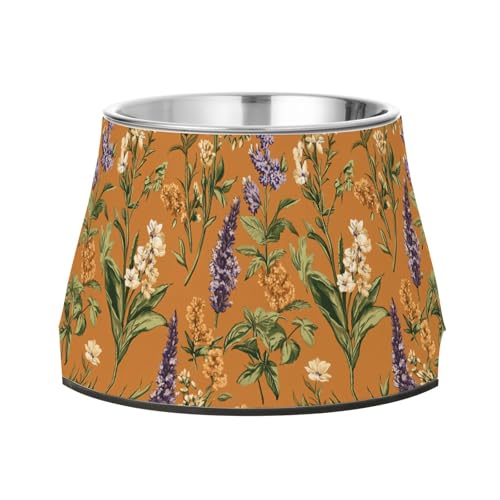 Fressnapf für Hunde, Lavendel, Hosta, Terrakotta, erhöhter Edelstahl-Futterspender für mittelgroße Hunde, bequemes Füttern Fressnapf für Hunde, Lavendel, Hosta, Terrakotta, erhöhter Edelstahl-Futterspender für mittelgroße Hunde, bequemes Füttern von Wudan