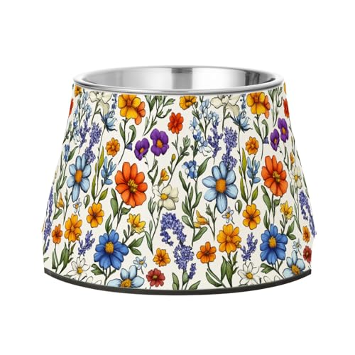 Fressnapf für Hunde, Lavendel, Ringelblume, Orchidee, Weiß, für Hunde, rutschfest, Edelstahl, für kleine Haustiere Fressnapf für Hunde, Lavendel, Ringelblume, Orchidee, Weiß, für Hunde, rutschfest, Edelstahl, für kleine Haustiere von Wudan