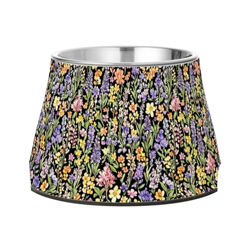 Fressnapf für Hunde, Orchidee, Lavendel, Hosta, schwarz, erhöhter Edelstahl-Katzenfutterschalen für langsames Füttern, bequeme Fütterung Fressnapf für Hunde, Orchidee, Lavendel, Hosta, schwarz, erhöhter Edelstahl-Katzenfutterschalen für langsames Füttern, bequeme Fütterung von Wudan